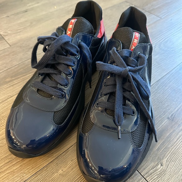 Prada Navy and Red Sneakers